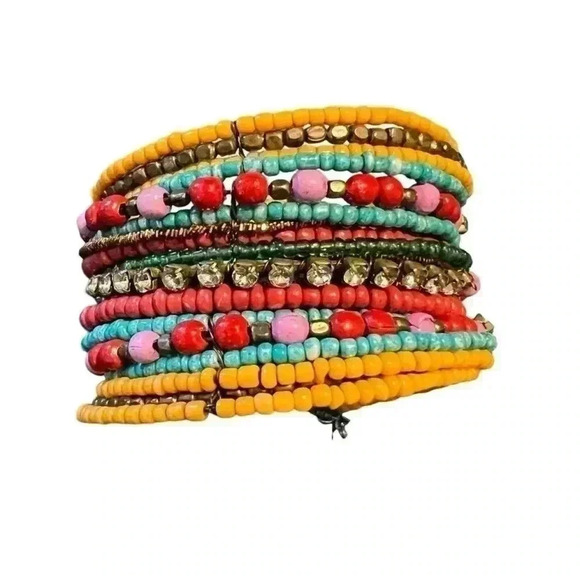 Beaded Multicolored Cuff Bracelet - Picture 1 of 3